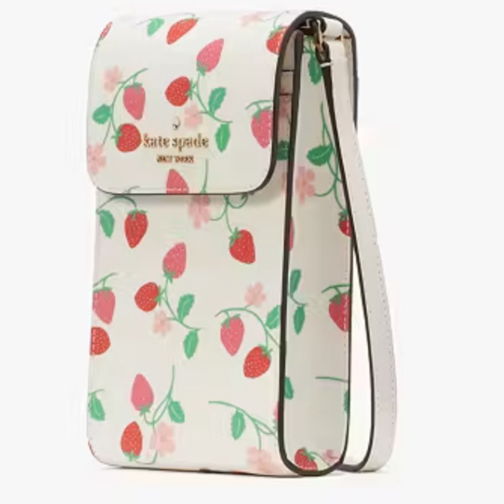 Kate Spade Pink and Green Strawberry Crossbody Bag